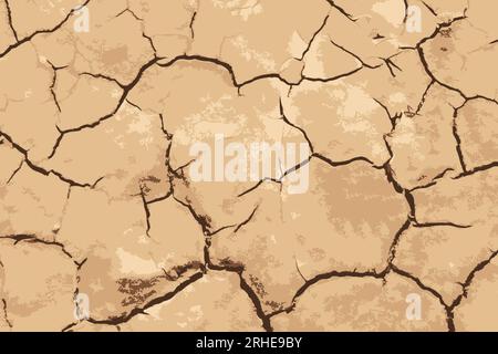 Dried mud surface. Dry soil vector illustration. Global warming concept. Stock Vector