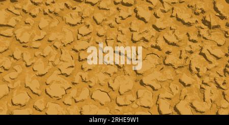 Dried mud surface. Dry soil vector illustration. Global warming concept. Stock Vector