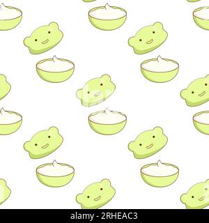 kawaii korean cosmetics seamless pattern. Vector illustration on white isolated background Stock Vector