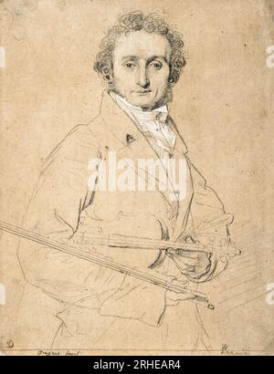 Niccolò Paganini, (1782–1840), Italian violinist, virtuoso and composer, portrait drawing by Jean Auguste Dominique Ingres, circa 1830 Stock Photo