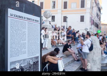 Rome, Italy. 15th Aug, 2023. Tourist sign at the Spanish Steps in Rome on August 15th (Credit Image: © Matteo Nardone/Pacific Press via ZUMA Press Wire) EDITORIAL USAGE ONLY! Not for Commercial USAGE! Stock Photo