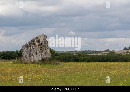 The Longstones “Adam & Eve” part of the UNESCO World Heritage Site of Stonehenge, Avebury and Associated Sites located in Wiltshire, England, UK Stock Photo