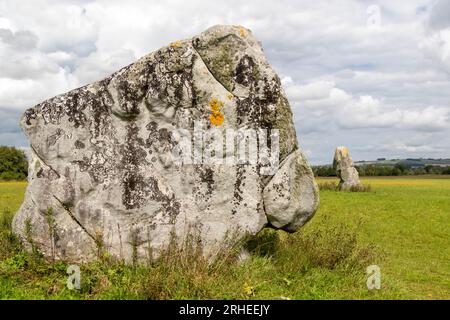 The Longstones “Adam & Eve” part of the UNESCO World Heritage Site of Stonehenge, Avebury and Associated Sites located in Wiltshire, England, UK Stock Photo