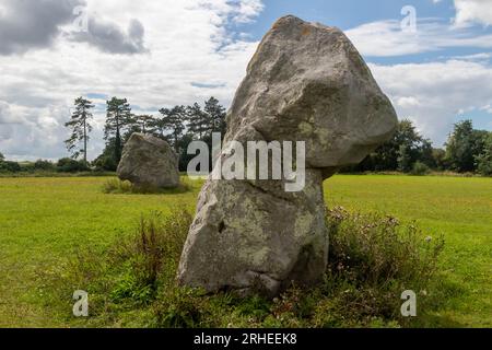 The Longstones “Adam & Eve” part of the UNESCO World Heritage Site of Stonehenge, Avebury and Associated Sites located in Wiltshire, England, UK Stock Photo