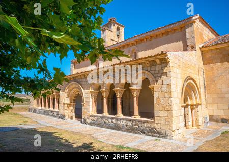 Facade of Nuestra Señora de la Asuncion church. Duraton, Segovia province, Castilla Leon, Spain. Stock Photo