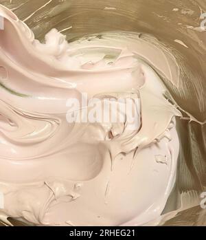 homemade sweet handmade whipped cream, on thick glass plate ready to serve Stock Photo