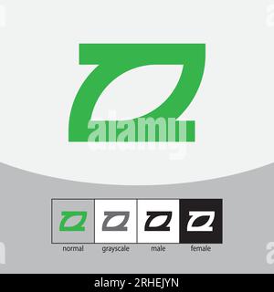 Z Letter Logo. Leaf Concept. Green Color. - Vector Stock Vector