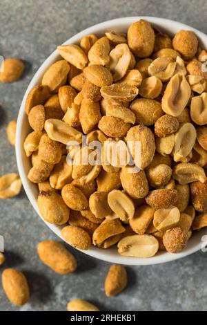 Organic Roasted and Salted Peanuts in a Bowl Stock Photo
