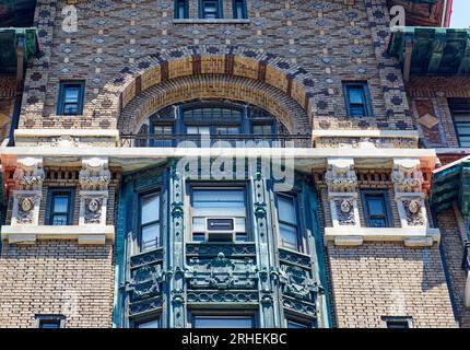 Detail, Bancroft Hall, built 1910 at 509 W 121st St. in Manhattan’s Morningside Heights neighborhood. Now a Columbia University Teachers College dorm. Stock Photo