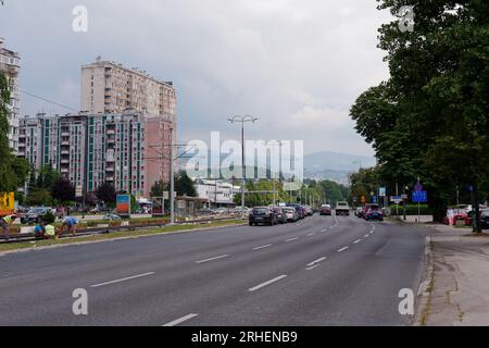 Street known as Sniper Alley during the Bosnian War in the city of Sarajevo, Bosnia and Herzegovina, August 16,2023. Stock Photo