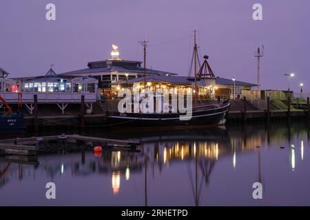Harbor of List by night Stock Photo