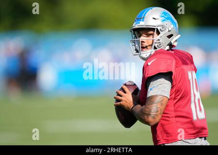 Detroit Lions quarterback Adrian Martinez (18) looks over the Carolina  Panthers defense during an NFL preseason football game, Friday, Aug. 25,  2023, in Charlotte, N.C. (AP Photo/Brian Westerholt Stock Photo - Alamy