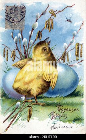 Guerre 14-18 carte de Pâques avec ‘poussins poilus’ Guerre 14-18 carte de Pâques avec ‘poussins poilus’