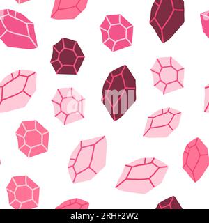 Pink Halloween pattern on white. Treasures, rocks, jewelry, luxury pattern. Pink diamonds. Wizard pattern. Vector illustration Stock Vector