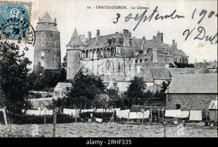 Bretagne, Ille et Vilaine (35), Chateaugiron : vue exterieure du chateau - Carte postale datee 1904 Stock Photo