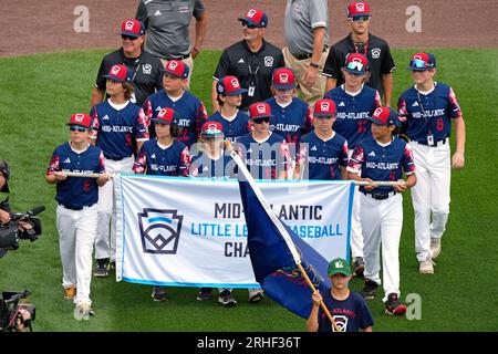 Mid-Atlantic Region Champion Little League team from Hollidaysburg, Pa.,  participates in the opening ceremony of the 2022 Little League World Series  baseball tournament in South Williamsport, Pa., Wednesday, Aug 17, 2022. (AP