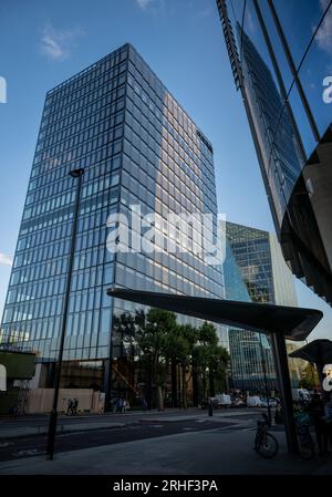 London, UK: New building on Blackfriars Road close to Blackfriars Bridge in the Bankside area of Southwark in London. One Blackfriars is right Stock Photo