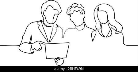 Insurance agent introduces terms of contract to young man Stock Vector ...