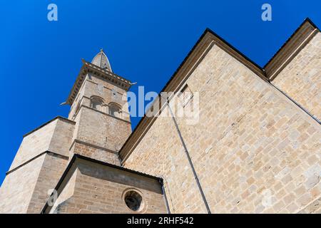 Europe, Spain, Navarre, Olite, The Church of San Pedro from the foot of the Torre Aguja (or 'Needle Tower') Stock Photo