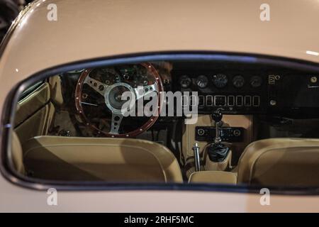 Jaguar E-Type coupe interior Stock Photo