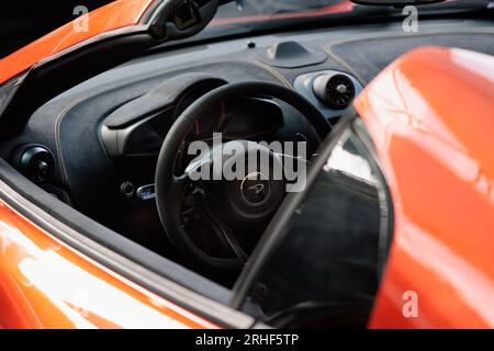 McLaren 675LT steering wheel and dials Stock Photo