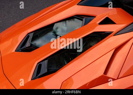 Engine view of Lamborghini Aventador Ultimae supercar in Monte Carlo Stock Photo