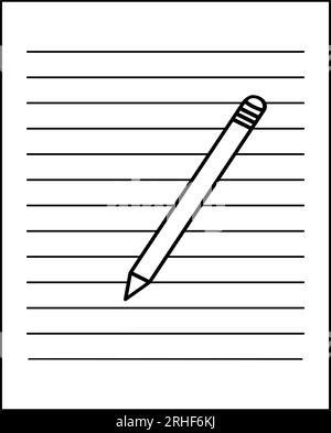 Notebook paper background with a pencil. School supply. Back to school Stock Vector