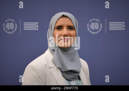 Edinburgh Scotland, UK 16 August 2023. Jokha Alharthi at the Edinburgh International Book Festival. credit sst/alamy live news Stock Photo