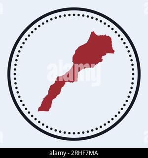 Morocco round stamp. Round logo with country map and title. Stylish minimal Morocco badge with map. Vector illustration. Stock Vector