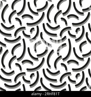 Geometric Seamless Pattern of simple arcs. Black white gray monochrome vector. Semicircular lines in doodle style. For print clothes, textiles, fabric Stock Vector