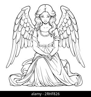 Angel Coloring Pages For Kids Stock Vector