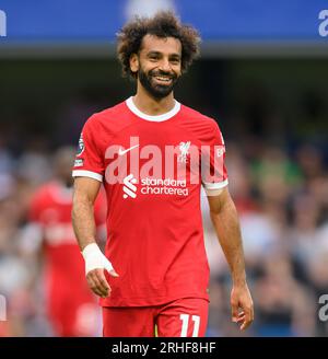 Chelsea v Liverpool - Premier League - Stamford Bridge - London. 13th Aug, 2023.                                                                                       Mo Salah during the Premier League match at Stamford Bridge. Picture Credit: Mark Pain / Alamy Live News Stock Photo