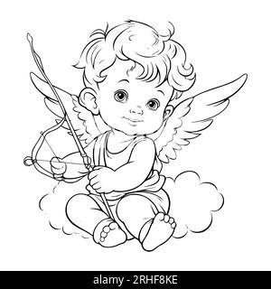 Baby Cupid Coloring Pages Drawing For Kids Stock Vector