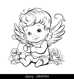 Baby Cupid Coloring Pages Drawing For Kids Stock Vector