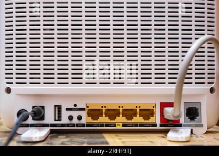 Back panel of network router Stock Photo - Alamy