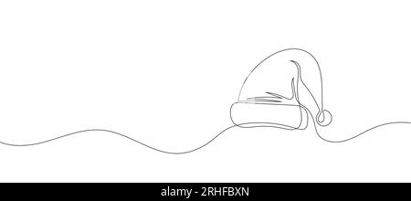 Continuous line drawing of Santa hat. Christmas hat single line icon. Vector illustration Stock Vector