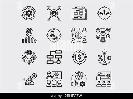 Business and finance web icon set - outline icon collection, vector Stock Vector