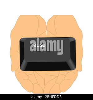 Hands holding the pause button key from a keyboard Stock Vector
