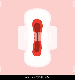 menstrual blood on the sanitary pad- vector illustration Stock Vector