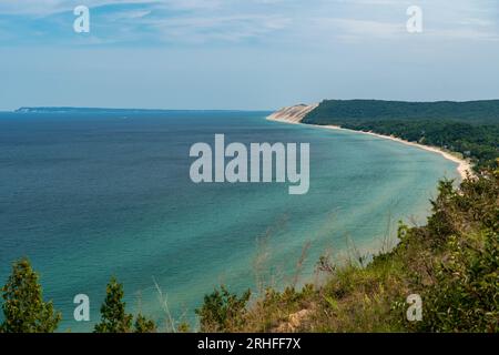 Sleeping Bear Dunes National Seashore with Lake Michigan from Empire Bluffs, Michigan Stock Photo