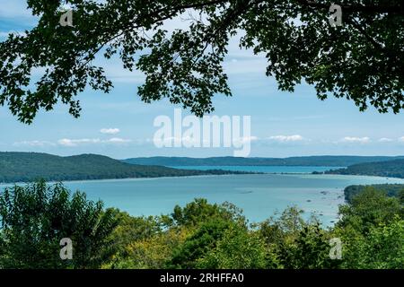 Lookout to Glen Lake along Pierce Stocking Scenic Drive in Sleeping Bear National Seashore, Michigan. Stock Photo