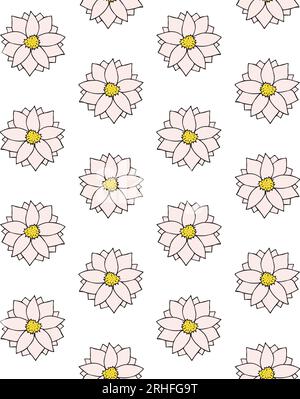 Vector seamless pattern of hand drawn doodle sketch colored water lily flower isolated on white background Stock Vector