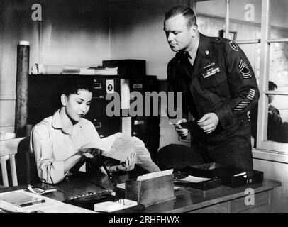 Mitsuko Kimura Aldo Ray on set of the Film