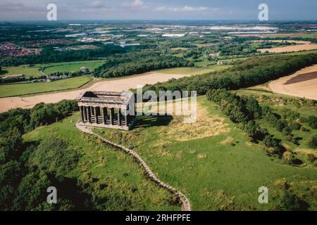 Aerial image of Penshaw Monument, in North East England. Stock Photo