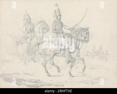 'Scraps', No. 39: Mounted Hussars 1823 by Henry Thomas Alken Stock Photo