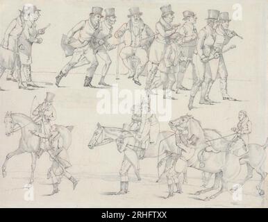 Symptoms: of a Few Neat Ones going to a Mill, of Returning from the Epping Hunt. between 1818 and 1822 by Henry Thomas Alken Stock Photo