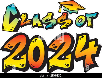 Graffiti Class of 2024 Orange Red Yellow Stock Vector