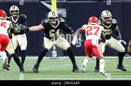 New Orleans Saints guard Lewis Kidd (66) in action during an NFL football  game against the Seattle Seahawks, Sunday, Oct. 9, 2022, in New Orleans.  (AP Photo/Tyler Kaufman Stock Photo - Alamy