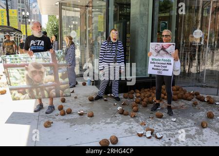 PETA organizes a protest outside of a Whole Foods Market to