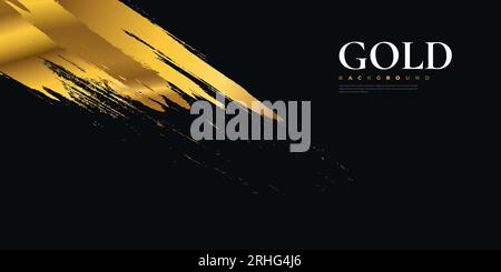 Luxury Black and Gold Background with Brush Style. Golden Grunge Background for Banner or Poster. Scratch and Texture Elements For Design Stock Vector